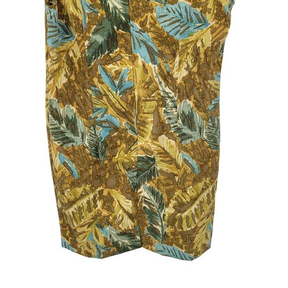 Vtg Mini Shift Dress Sz 10 Leaf Print Sleeveless V-Neck Brown Topical Resort - Picture 9 of 11